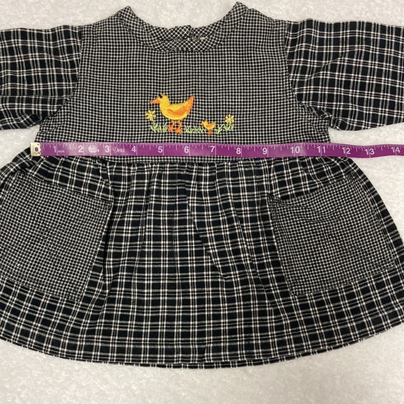 Vintage old navy black plaid embroidered duck dress 3/6m - Picture 3 of 6